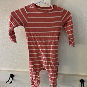 Cozy Coral and White Striped Kids Footie